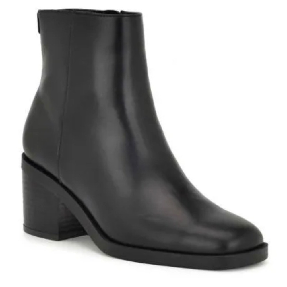 Nine West Black Square Toe Block Heel Ankle Boots Booties Womens Size 8M